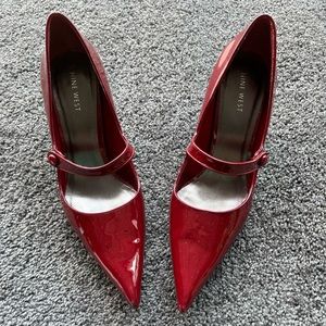 Nine West deep red patent.